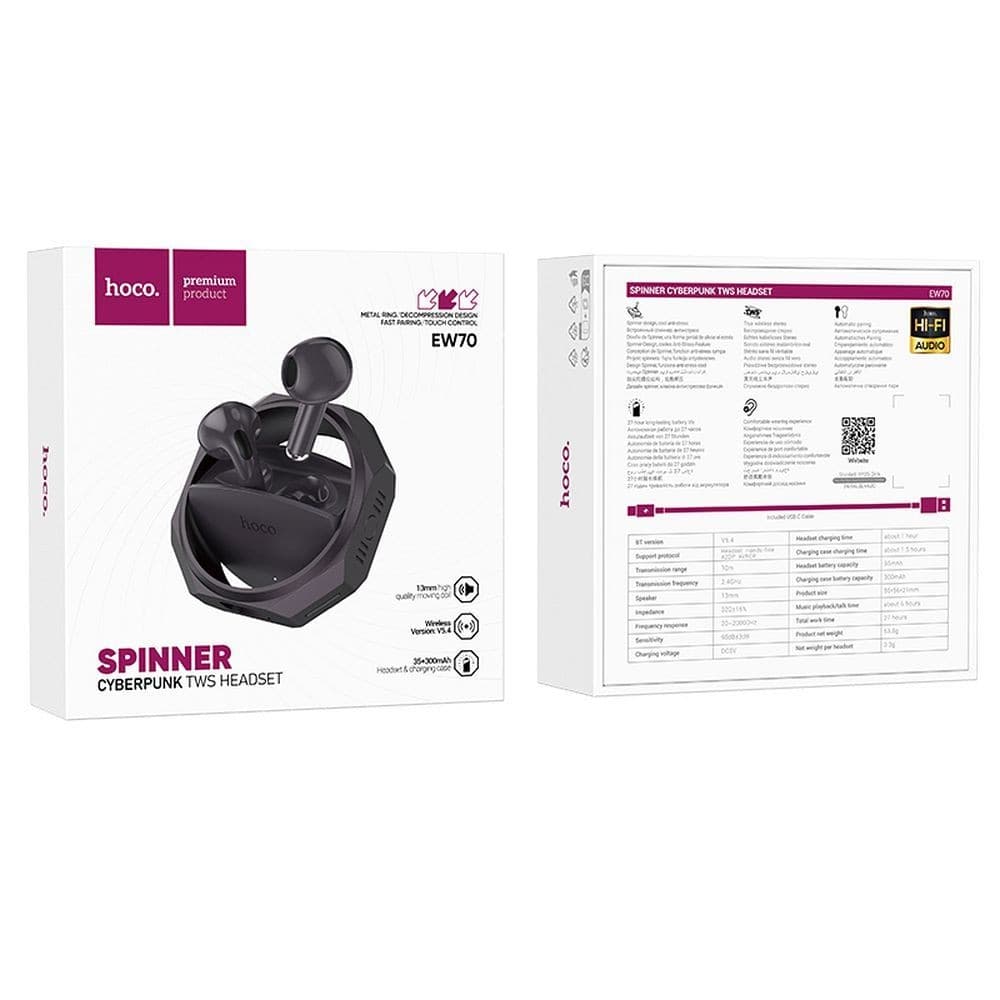 hoco EW70 Spinner Cyberpunk TWS Bluetooth Headset Black