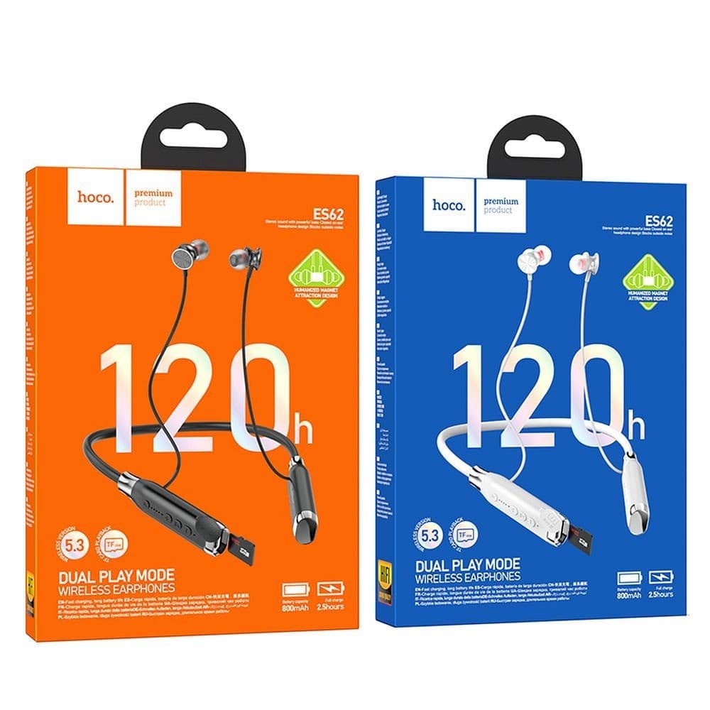 hoco ES62 Dual Play Mode Wireless Neckband Earphones Black