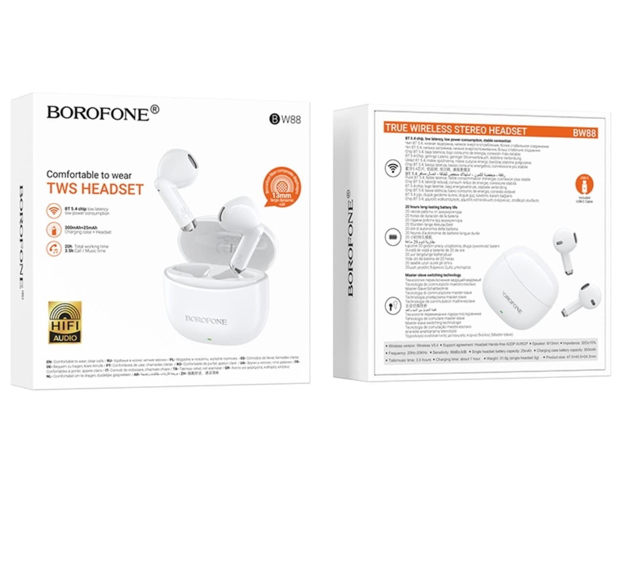Borofone BW88 Comfortable to Wear TWS Headset White