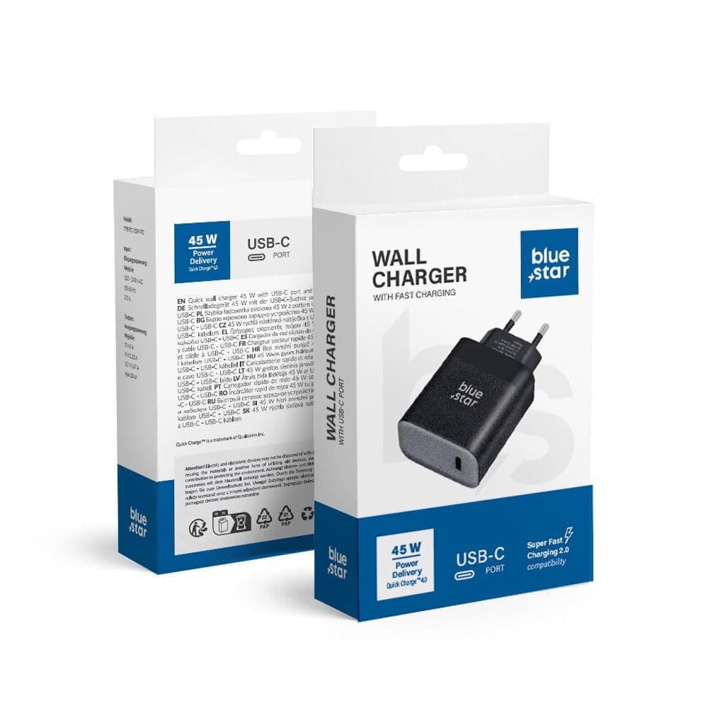 Blue Star 45W Wall Charger with USB-C Port Black