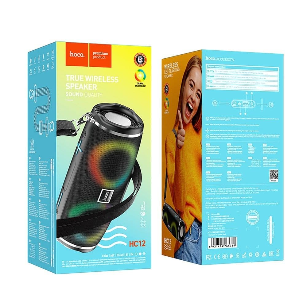 hoco HC12 Sports True Wireless LED Flashing Bluetooth Speaker Black